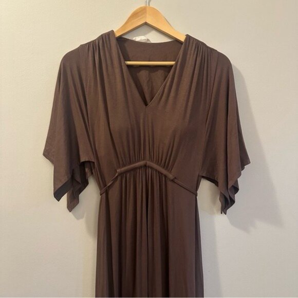 Soma Fairycore Earthcore Brown Flowy Maxi Dress Empire Waist Size S - Picture 4 of 14